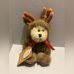 Boyds Bear Ansel Christmas Reindeer 8”Jointed Retired Plush Hangtags 1980s-90